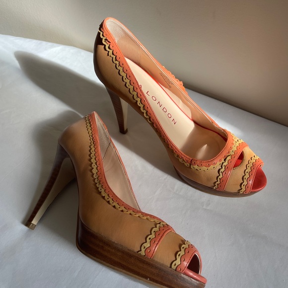 SACHA LONDON Heels Peach Pink Leather 7.5 - Picture 11 of 12